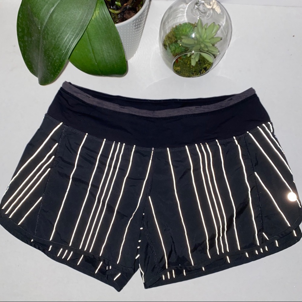 Lululemon Black Shorts Reflective Stripes Size 4